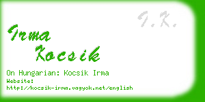 irma kocsik business card